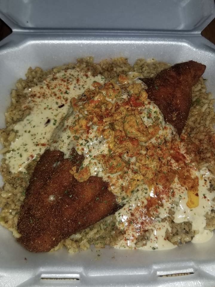 Loaded Cajun B - Blackened catfish over cajun pasta