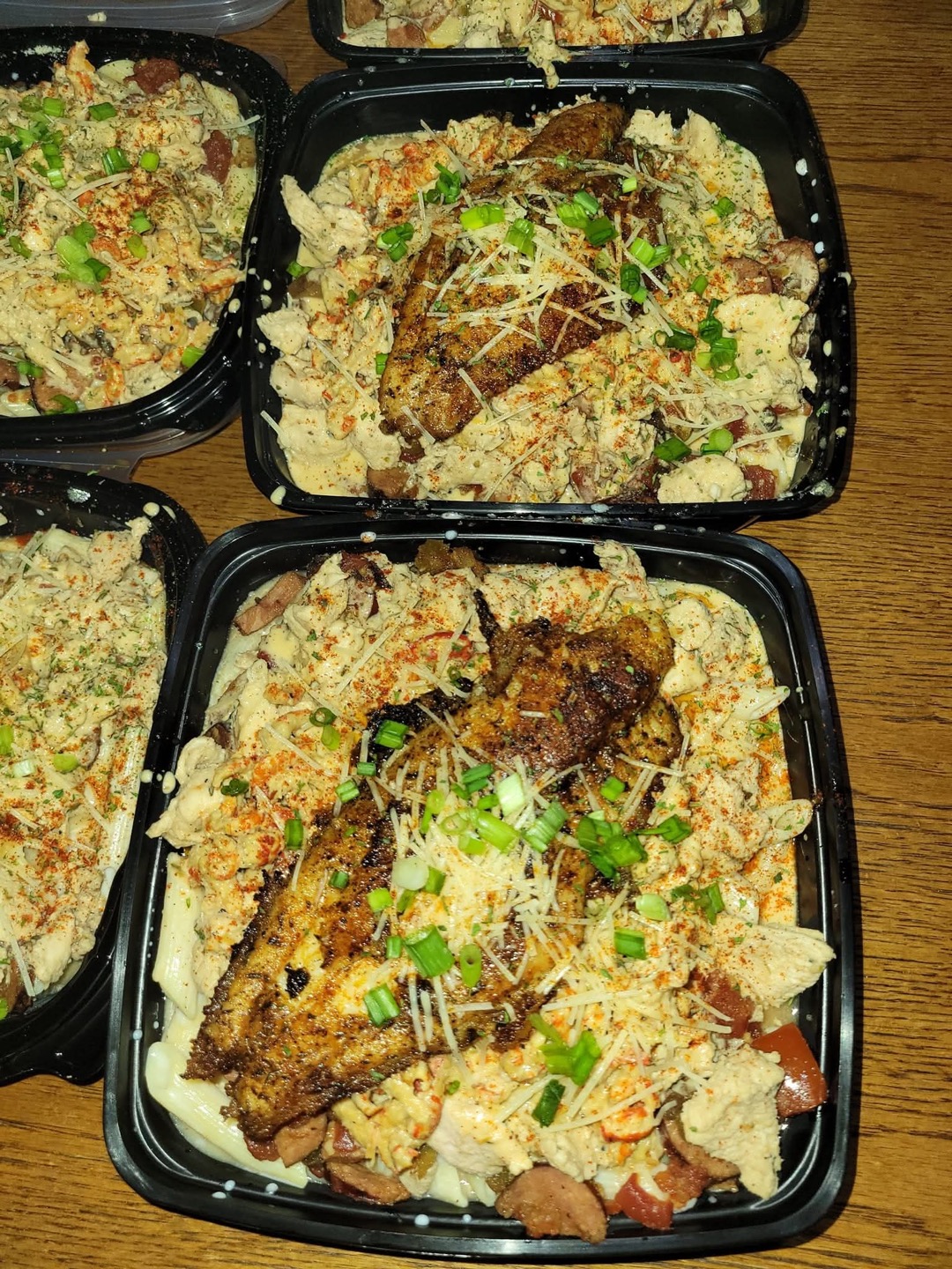 Cajun Catfish Crawfish Alfredo - The ultimate cajun combo over dirty rice